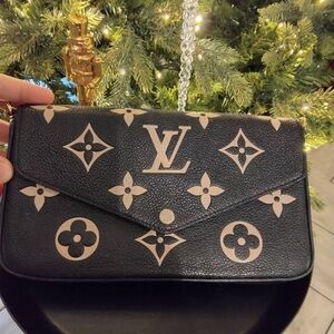 Louis Vuitton Black and Tan Monogram Clutch